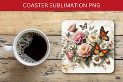 square coaster - flower butterfly Product Image 1