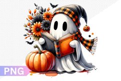 Halloween Ghost And Books Sublimation - Clipart PNG Design Product Image 1