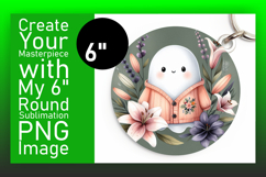 Creative Round Design Keychain Template , Cute Ghost Product Image 1