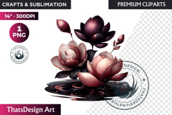 Dark flowers, wedding Florals PNG, Dark Romance Clipart Product Image 1