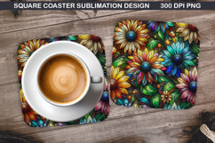 Flowers Coaster Sublimation, Spring Coaster PNG Design Product Image 1