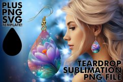 Timeless Teardrop Earrings Art PNG, 3D Flower Product Image 1