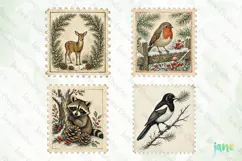 Vintage Winter Postage Stamp Clipart Product Image 1