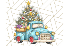 Vintage Christmas Truck Clipart PNG, Retro Holiday Vehicle Product Image 3
