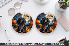 Halloween Dog Car Coaster Sublimation| Halloween Coaster PNG Product Image 1