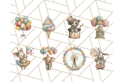 Vintage Carnival Animals Clipart PNG, Retro Circus Elements Product Image 3