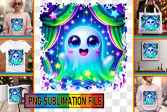 VIBRANT TSHIRT DESIGN PNG Sublimation, 3D Cute Ghost Product Image 1