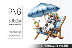Summer Zebra Clipart PNG | Summer Watercolor Animals Product Image 1