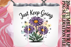 Heartfelt Sublimation 20oz tumbler wrap, Flowers Quote Product Image 1
