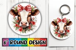 Holiday Cow Keychain: Festive Sublimation Art Product Image 1