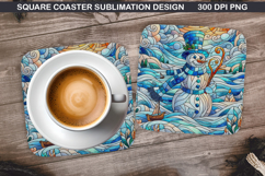 Snowman Coaster Sublimation, Christmas Coaster PNG Design Product Image 1