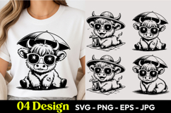Cute Highland Cow Summer Vacation T Shirt Design SVG Product Image 1