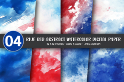 Blue Red Abstract Watercolor Digital Paper Product Image 1