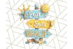 Sky Blue and Sunshine Yellow Summer Clipart PNG, Tropical Product Image 3
