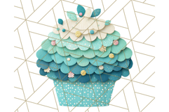 Paper Cupcake Clipart Layered Paper Scrapbook Collage Png Product Image 3