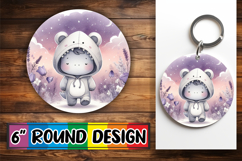 Unique Round Keychain Sublimation, Cute Dino Product Image 1