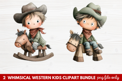 2 Whimsical Western Kids Clipart | Cute Cowboy &amp; Cowgirl PNG Product Image 1