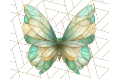 Stained Glass Butterfly PNG Colorful Clipart for Sublimation Product Image 3
