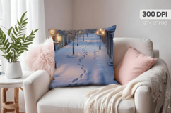 Winter Christmas Wonderland PNG Pillow, Winter Pillow Design Product Image 1