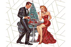 Vintage Glamorous Christmas Party Clipart PNG, Holiday Png Product Image 3