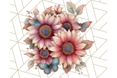 Sunflower and Butterfly PNG Clipart, Bright Jewel Tones Png Product Image 3