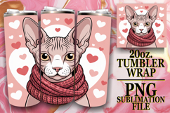 Vibrant colors 20oz tumbler wrap, Valentines Cat Product Image 1