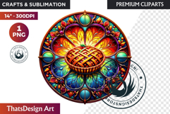 Autumn Stained Glass PNG, Fall Thanksgiving Pumpkin clipart Product Image 1