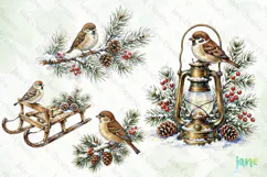 Vintage Winter Bird Clipart Product Image 1