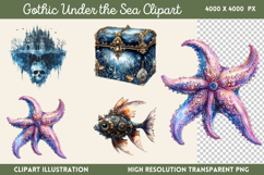 Gothic Under the Sea Clipart PNG Product Image 1