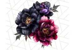 Gothic Floral PNG, Dark Aesthetic Flowers Clipart Print Product Image 5