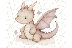 Watercolor Baby Dragon Clipart, Cute Nursery Fantasy PNG Product Image 5