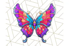 Stained Glass Hearts and Butterflies Clipart PNG Product Image 3