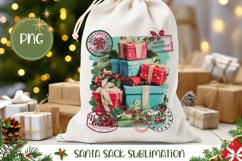 Cartoon Christmas Presents Santa Sack, Winter Gift Bag PNG Product Image 1