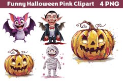 Funny Halloween Pink Clipart PNG Product Image 1