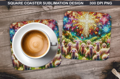 Lamb Coaster Sublimation, Easter Coaster PNG Design Product Image 1