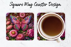 Floral Butterfly Mug coaster | Coaster | Sublimation Design Product Image 1