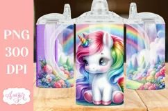 Cute unicorn sippy cup sublimation PNG, Kids tumbler PNG Product Image 2