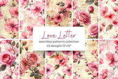 Love Letter Valentine Digital Paper Kit Rococo Patterns Product Image 1