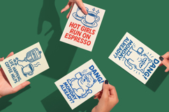 Retro Blue Coffee Printable Cards PNG, Sublimation design Product Image 1