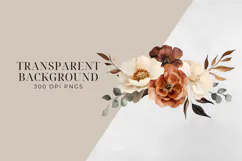 Watercolor Terracotta Flowers Clipart, PNG. Product Image 2
