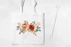 Watercolor Terracotta Flowers Clipart, PNG. Product Image 3