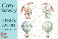 Knitted Nursery Animal Clipart PNG, Cozy Watercolor Baby Fox Product Image 1