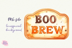 Cafe Sign Banner Boo Brew PNG Halloween Ghost Cafe Clipart Product Image 1