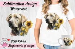 labrador Dog with Sunflower png, Sublimation Product Image 3