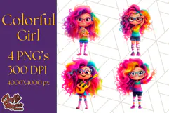 Cute Girl Clipart PNG, Playful Character Illustration Product Image 1