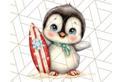 Christmas Penguins The Beach Clipart PNG, Tropical Holiday Product Image 3