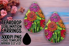 Sublimation Design - Bright Floral Teardrop Earrings Product Image 1