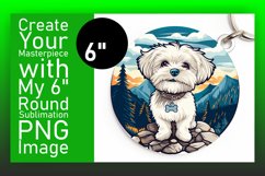 Cute Dog Adventure Circle Design Sublimation Keychain PNG Product Image 1