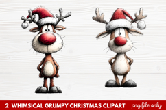 2 Whimsical Grumpy Christmas Clipart | Funny Grumpy Holiday Product Image 1