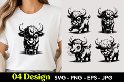 Black Bull Cartoon SVG PNG Product Image 1